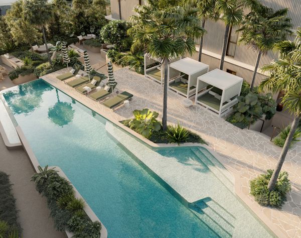 An artist’s impression of the pool and surrounding residents’ area of SOL by Walker.
